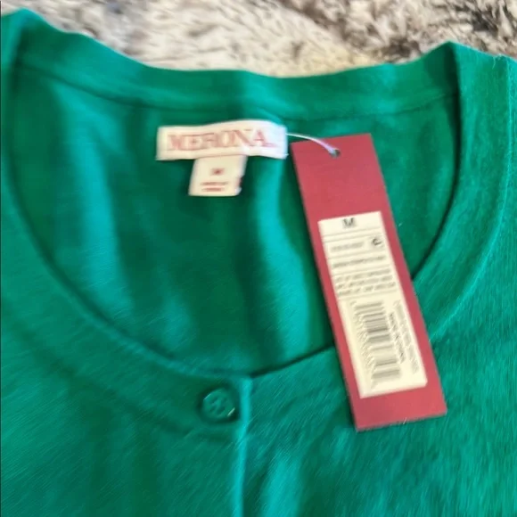 Merona Women's Colorblock Cardigan Sweater - Green, White, Navy, Gray Medium - Picture 2 of 10